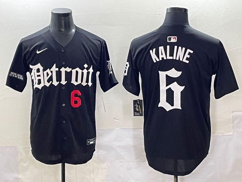 Men 2025 Detroit Tigers #6 Kaline Black Five generations Joint Name Nike MLB Jersey style 3->detroit tigers->MLB Jersey